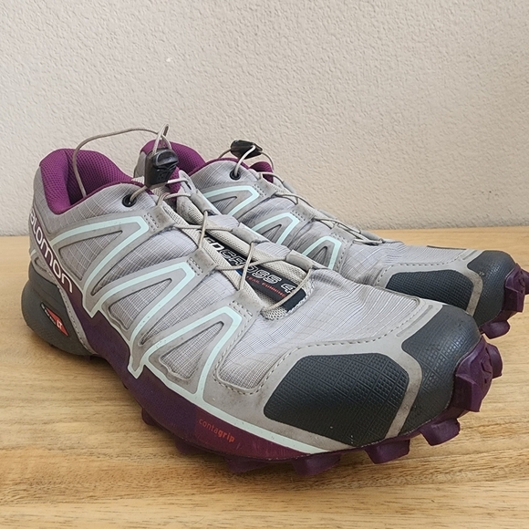 Salomon Womens Speedcross 4 Trail Running Shoes Sneakers Grey Purple Size 10 - Picture 12 of 15